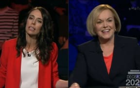 Labour leader Jacinda Ardern and National leader Judith Collins during the Newshub leaders debate.