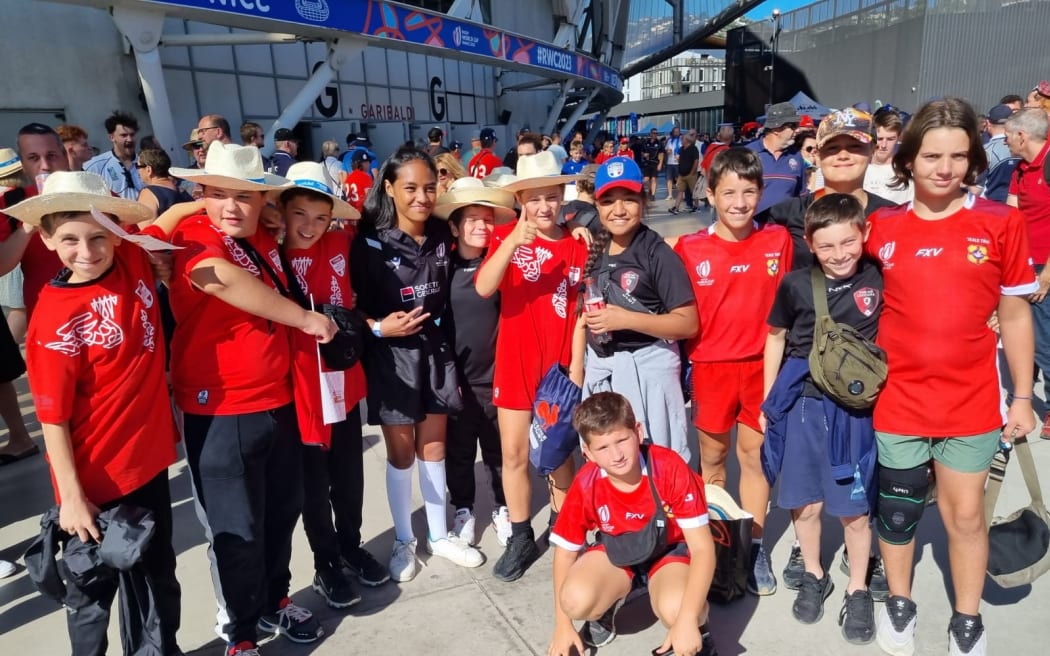 Tongan fans at the Tonga v Scotland match for the 2023 Rugby World Cup in Nice, France.