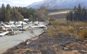 Fire damage at Lake Ohau village.