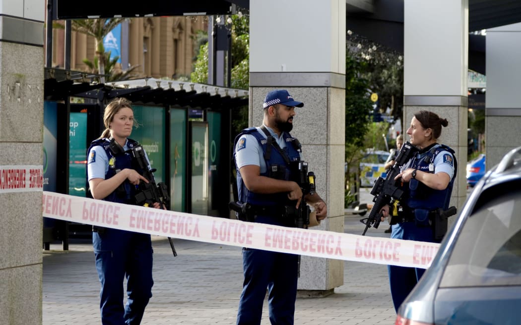 Armed police respond to a shooting in Auckland's CBD.