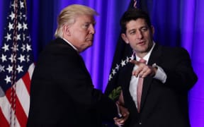 Paul Ryan, the Speaker of the House of Representatives, with President Donald Trump.