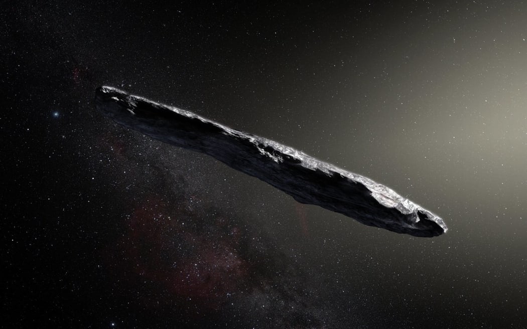 Artist's impression of the interstellar asteroid 'Oumuamua