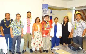 Marshall Islands President Hilda Heine, fourth from left, and Taiwan Ambassador Jeffery Hsiao, second from left, joined Ministry of Health staff and newly graduated doctors from Taiwan's I-Shou Medical University at a recent recognition event in Majuro
