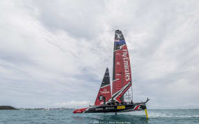 Emirates Team New Zealand during the Louis Vuitton America's Cup Qualifiers at the 35th America's Cup, Bermuda, 2017.
