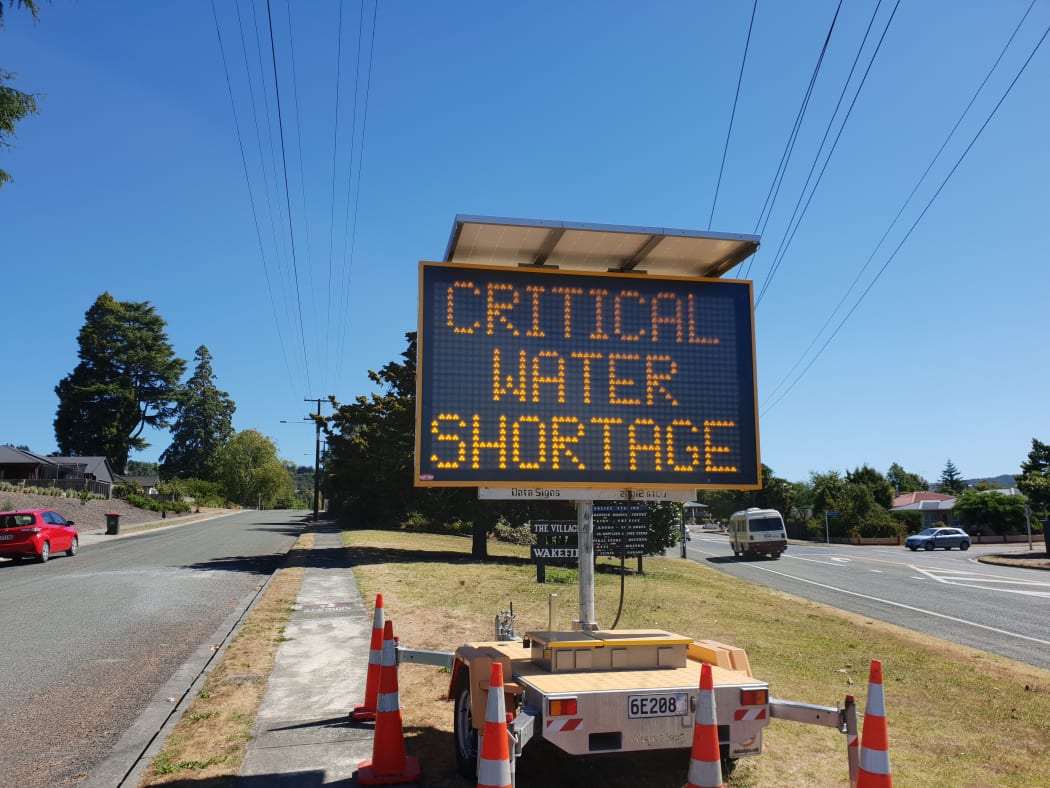 Sign at Wakefield warning people of a water shortage in the area.