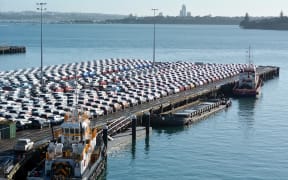 AUCKLAND - MAY 22 2016:May new cars on Captain Cook Wharf in Ports of Auckland.In 2012, New Zealand imported 173,000 motor vehicles, mainly from Japan