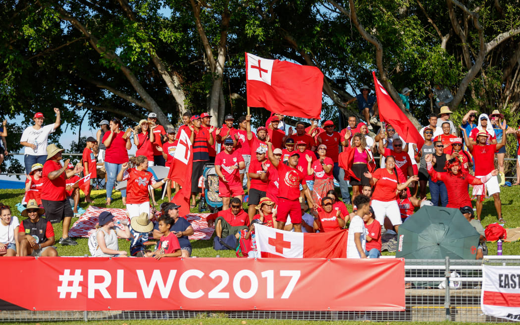 Tongan league fans show their support.