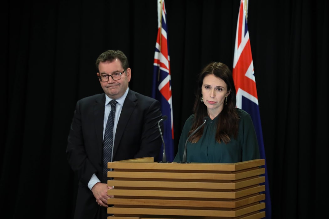 MP Grant Robertson and PM Jacinda Ardern at the Prime Ministers Press Conference