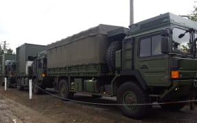 Army trucks with supplies stuck in Culverden.