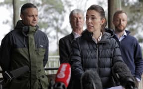 Prime Minister Jacinda Ardern, Climate Minister James Shaw, Agriculture Minister Damien O'Connor and Emergency Management Minister Kieran McAnulty announce the government's response to the He Waka Eke Noa plan to price farm emissions.