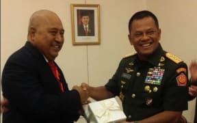 Fiji's Minister for Defence and National Security Ratu Inoke Kubuabola (left) with the Chief of the Tentara Nasional Armed Forces of Indonesia Gatot Nurmantyo.