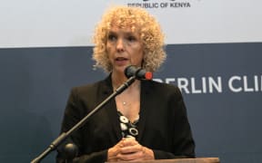 Jennifer Morgan, State Secretary and special envoy for international climate action for the German Federal foreign office speaks during the first African edition of the Berlin Climate and Security Conference in Nairobi on 6 July 2023. (Photo by SIMON MAINA / AFP)