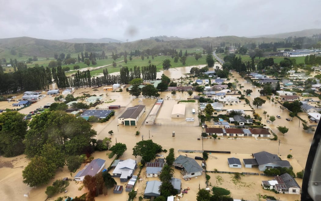 Wairoa flooding during Cyclone Gabrielle on 14 February 2023.