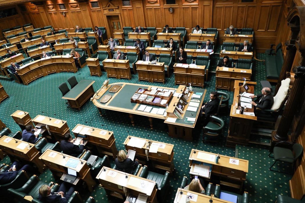 A wide shot of the Debating Chamber during Question Time