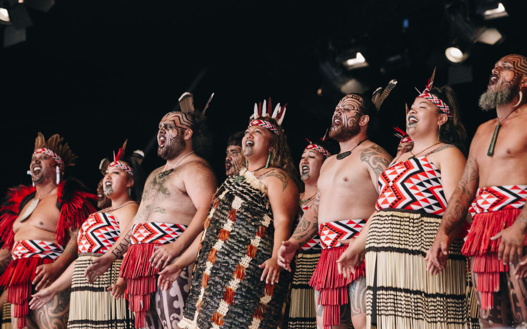 Wairoa's Mātangirau performing at Te Matatini Day Two, Eden Park, 23 February, 2023