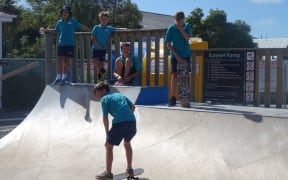 Children at the current skate park