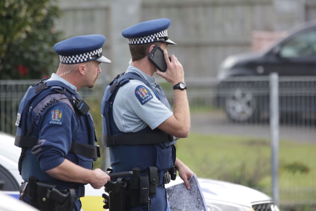 Police attend the scene of a cordon at Mangere.