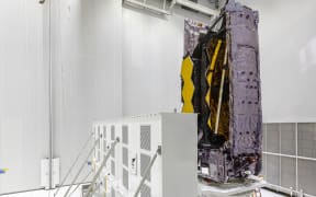 The James Webb Space Telescope stands in the S5 Payload Preparation Facility (EPCU-S5) at The Guiana Space Centre, Kourou, French Guiana on November 5, 2021,