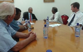 Tonga PM 'Akilisi Pohiva (c) meeting with the Pacific Games Council Executive Board in 2015.