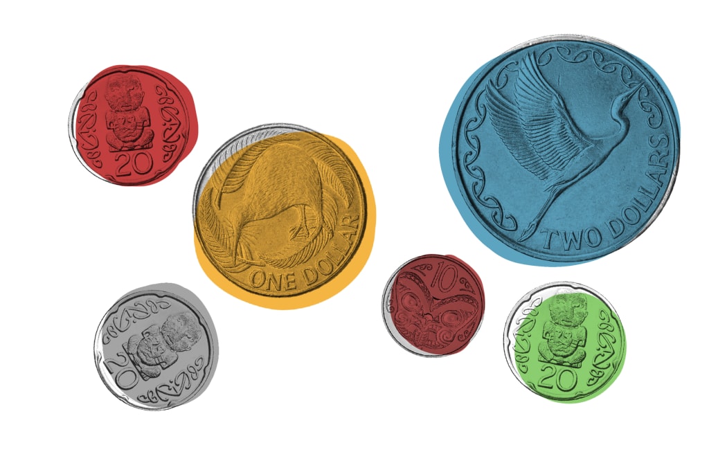 Coins coloured to match political parties