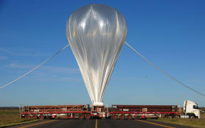 A giant NASA science balloon being inflated at the launch site near Alice Springs in 2010.