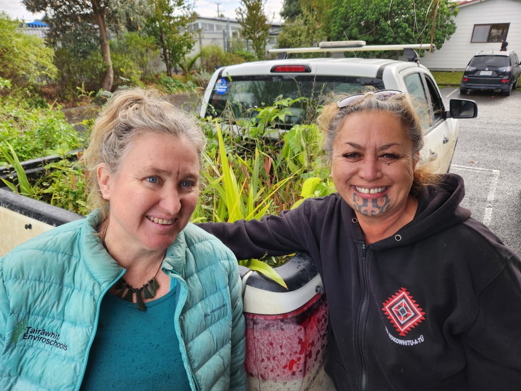 Kauri Forno of the Women's Native Tree Project Trust and Lillian Te Hau-Ward a civil defence and hapū leader in Tokomaru Bay