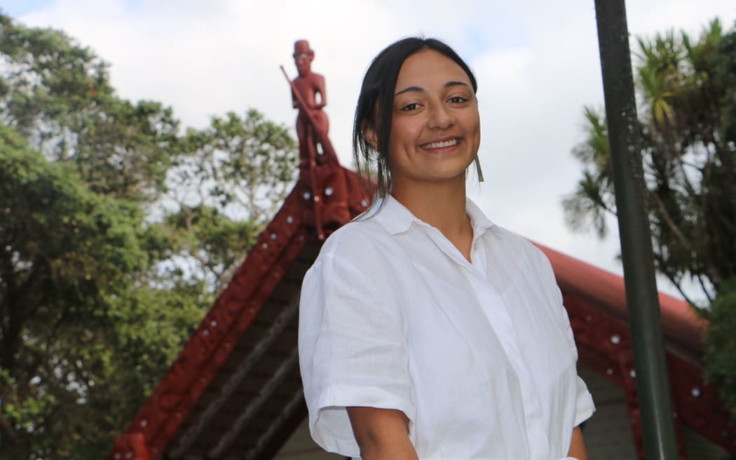 RNZ reporter Te Aniwa Hurihanganui at Waitangi