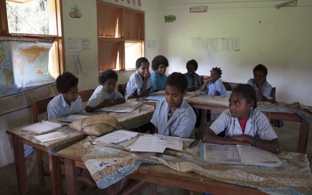 Schoolchildren in class, Tanna Island Vanuatu.