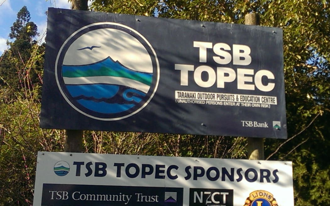 Taranaki Outdoor Pursuits and Education Centre. TOPEC sign