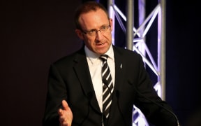 Andrew Little at the All Blacks RWC 2015 squad announcement.