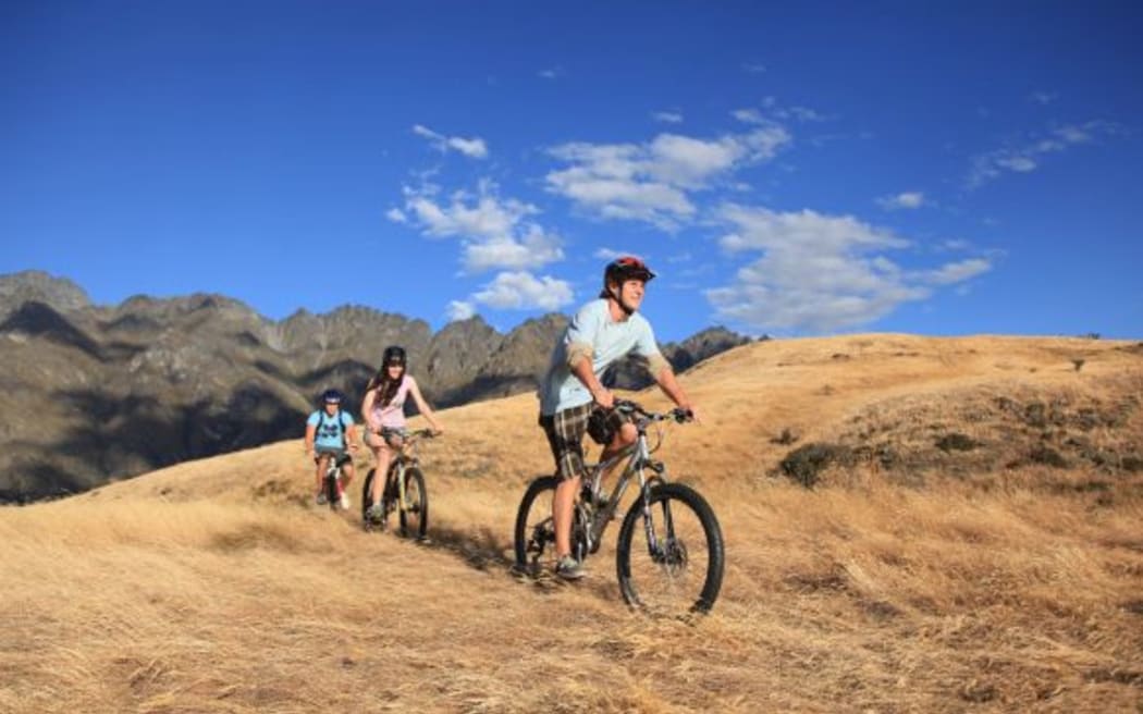 Trail-bike riding at Jack’s Point, near Queenstown.