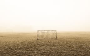 empty sport field. soccer goal. generic