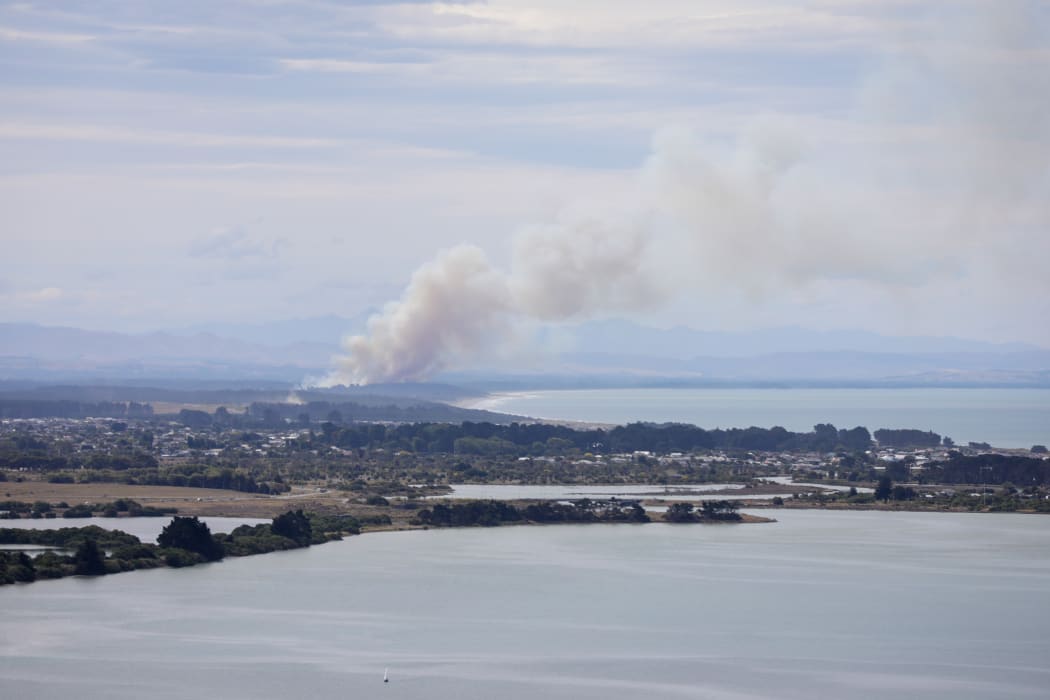 A fire at Pines Beach, near Kaiapoi north of Christchurch, on 25 January.