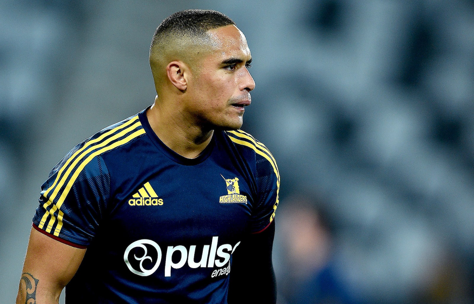 Aaron Smith of the Highlanders looks on prior to a Super Rugby match.