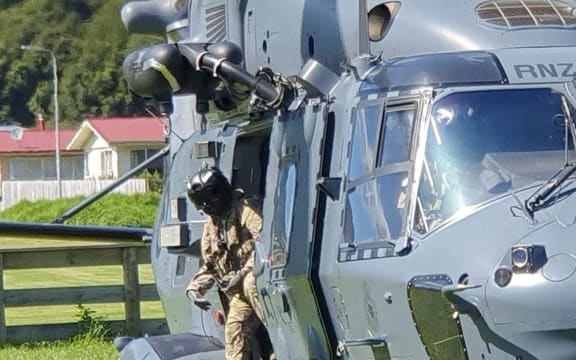 Defence Force helicopter on delivery run of essential services