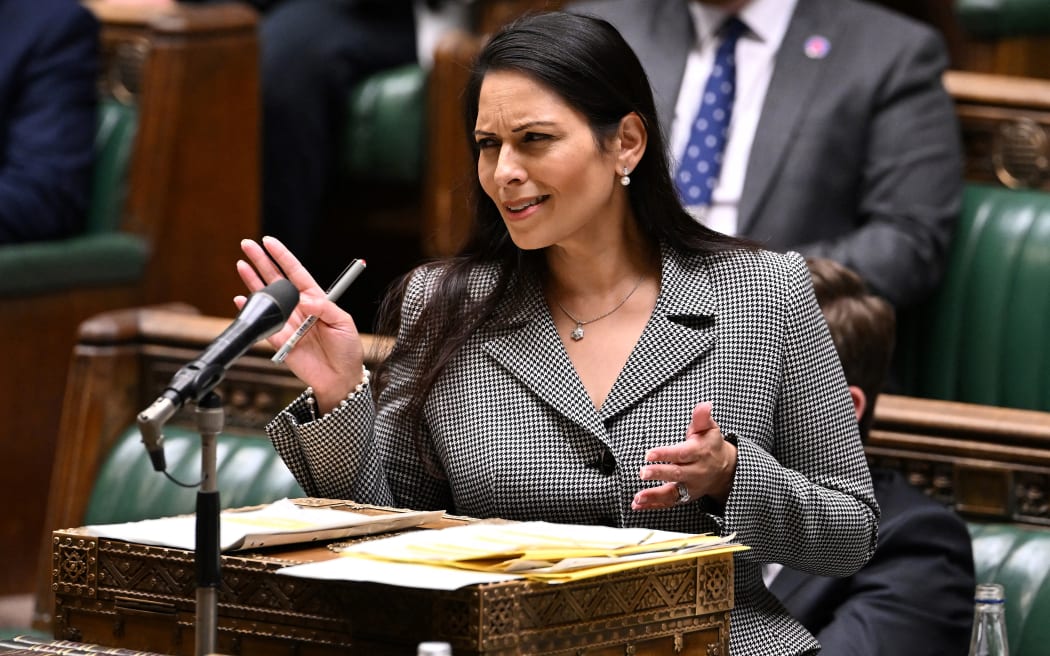 Britain's Home Secretary Priti Patel making a statement on the Government's Migration and Economic Development Partnership with Rwanda, in the House of Commons, in London, on 15 June 2022. AFP / Jessica Taylor / UK Parliament