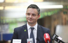 James Shaw at media stand up day after the election