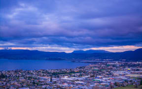 An aerial view of Rotorua city