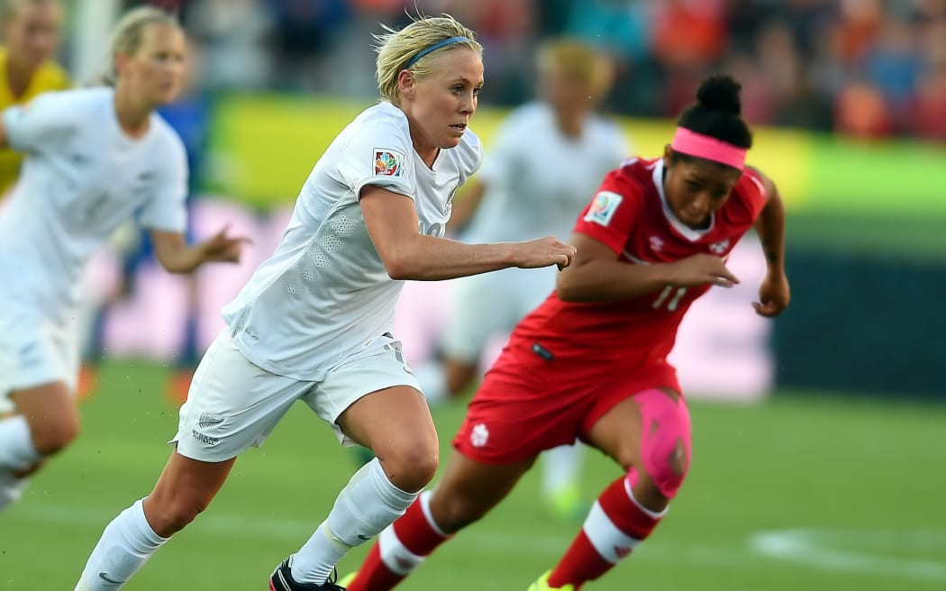 The Football Ferns in action against Canada in the 2015 World Cup