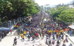 Protest march in Jayapura against racism towards Papuans in Indonesia, 19 August 2019