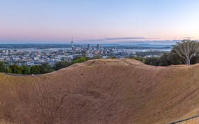 Sunrise view of Auckland from Mount Eden, New Zealand