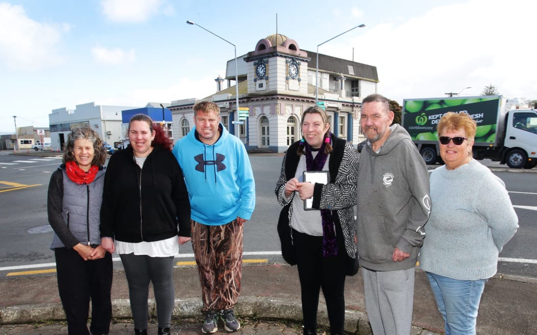 The Greenways Trust team on the corner of Dargaville's Hokianga Road and SH12/Normanby Street. (From left) Helen Flight (facilitator), Tiffany Stimpson, Jeremy Forster, Katy McAteer, Peter Whittaker and Marie Birkenhead.