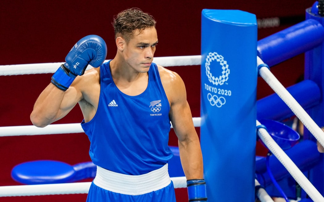 New Zealand's David Nyika fights Muslim Gadzhimagomedov, men's heavy weight boxing semifinal,  Tokyo 2020 Olympic Games. Tuesday 03 August 2021.