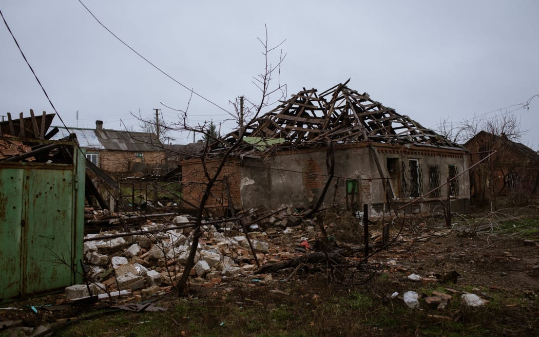 Bakhmut under daily Russian shelling, still daily life goes on despite near by Russian Army. Frontline is 2km from city in south direction. Destroyed house due to shelling, east of the city. Bakhmut, on December 18, 2022.