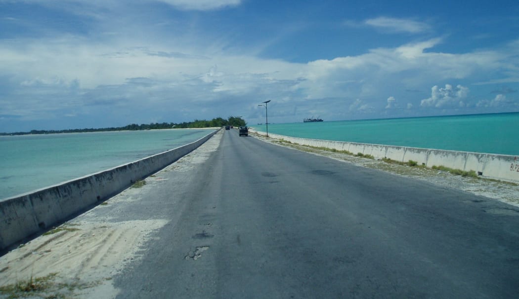 Causeway connecting Bairiki and Betio in Tarawa, Kiribati