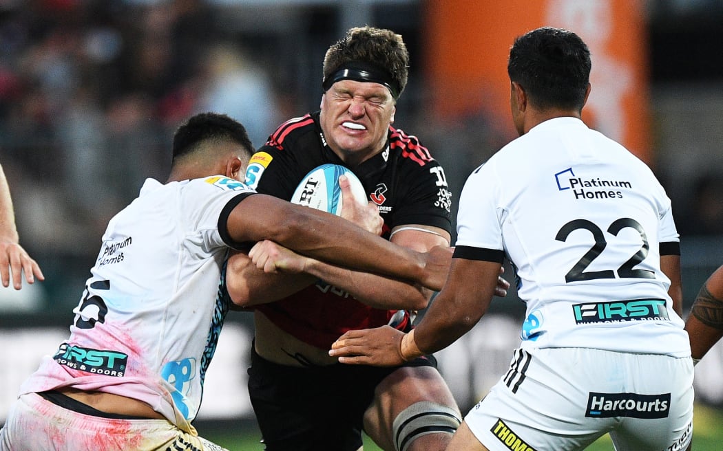 Crusaders player Scott Barrett during Round 1 of the Super Rugby Pacific match Crusaders v Chiefs. Orangetheory Stadium, Christchurch, New Zealand. Friday 24 February 2023. ©Copyright Photo: Chris Symes / www.photosport.nz