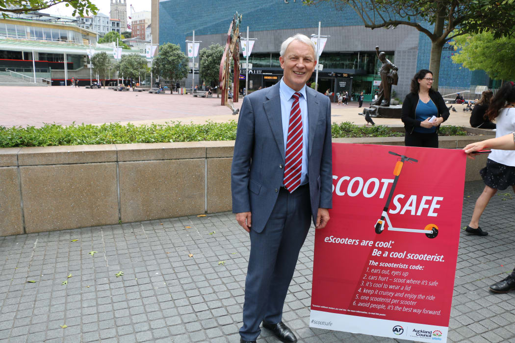 Auckland Mayor Phil Goff is encouraging people to take care while scootering.