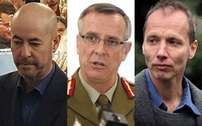 Left to right: Jon Stephenson, Lieutenant-General Tim Keating, Nicky Hager