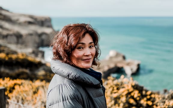 Sue Kim near Tunnel Beach, Ōtepoti.