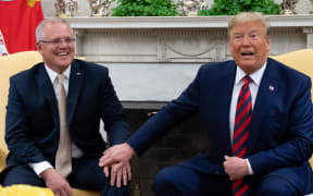 Australian Prime Minister Scott Morrison and US President Donald Trump during a meeting in the Oval Office during an Official Visit to the White House in Washington, DC, September 20, 2019. (Photo by SAUL LOEB / AFP)